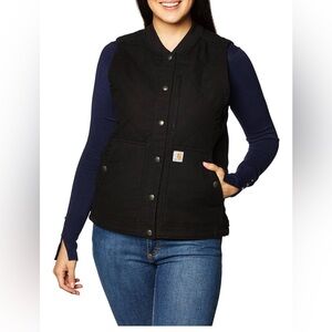 CARHARTT RUGGED FLEX® RELAXED FIT CANVAS INSULATED RIB VEST WOMENS LARGE NEW